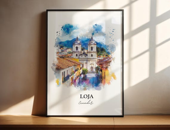 Loja Ecuador Wall Art Cuxibamba Valley Print Watercolor Gift Travel Poster Housewarming