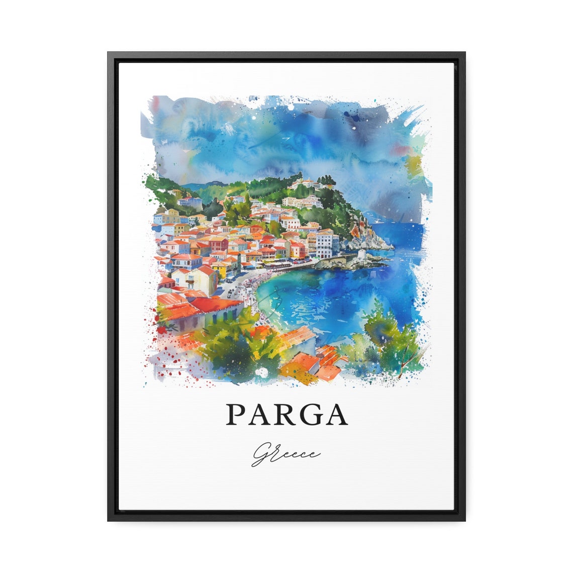 Parga Greece Watercolor Travel Poster, Epirus - Image 3