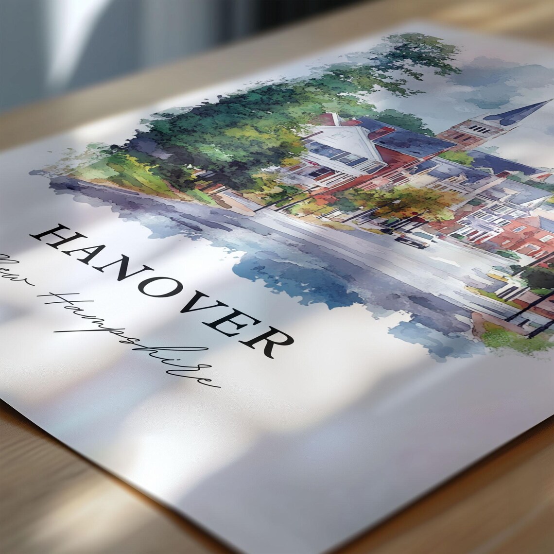 Hanover NH Watercolor Travel Poster, New Hampshire - Image 3