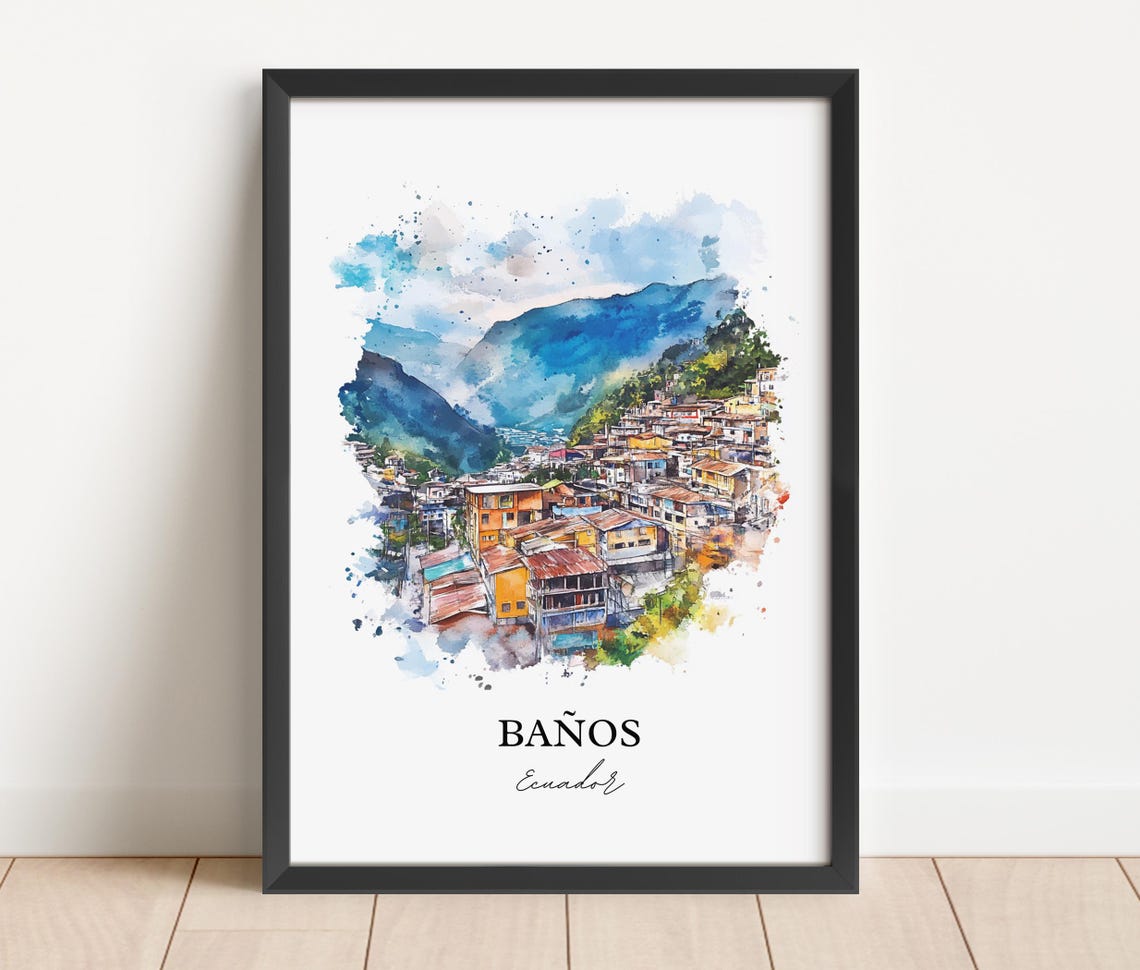 Baos Wall Art Ecuador Print Watercolor Gift Travel Poster Housewarming - Image 2