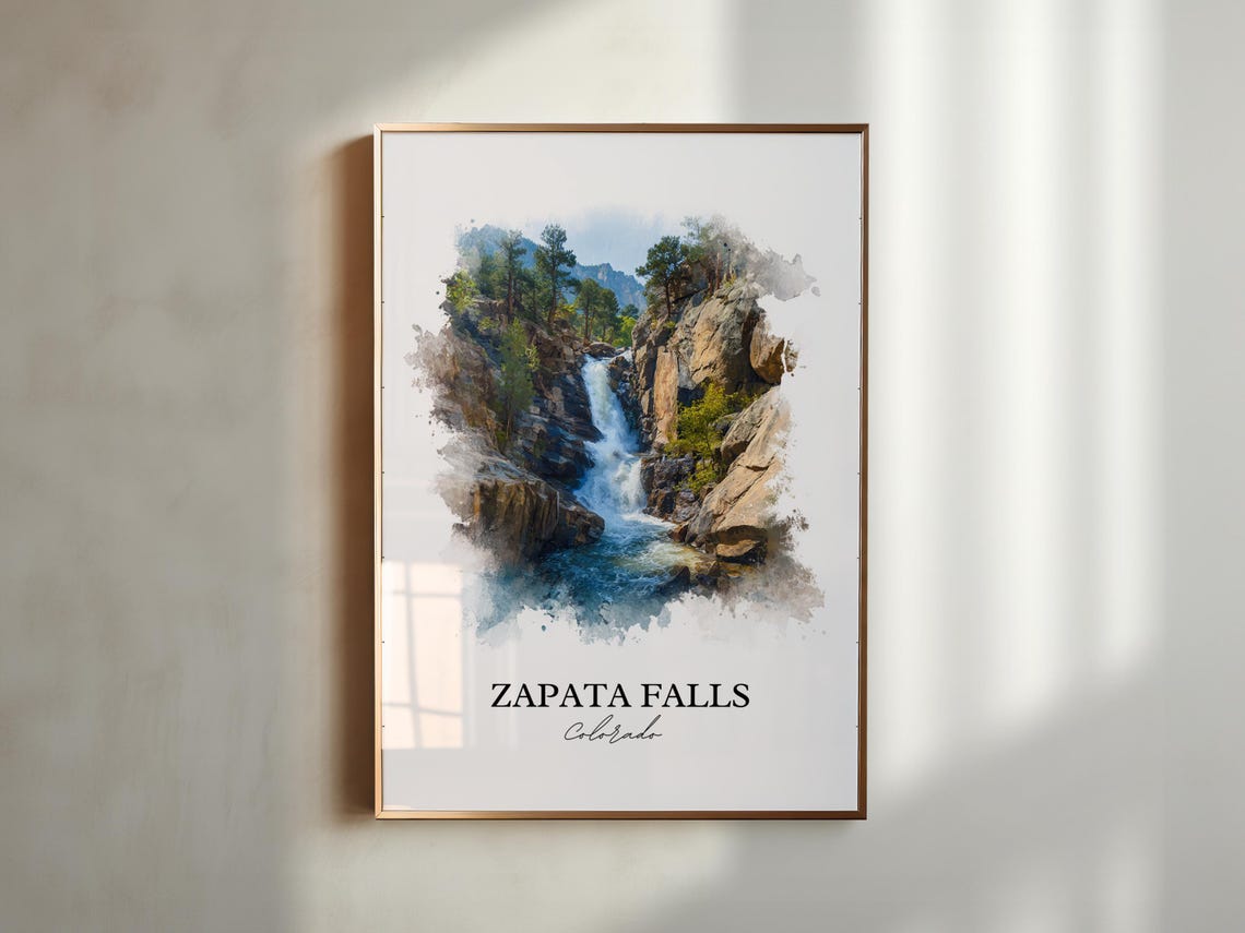 Zapata Falls Colorado Rocky Canyon Cascade Watercolor Poster - Image 5