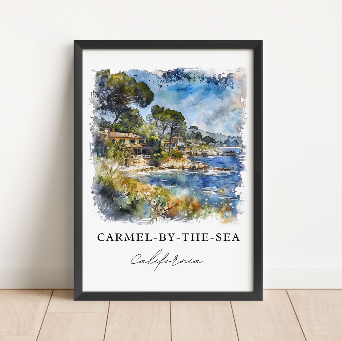 Carmel By The Sea, Monterey Watercolor Travel Poster