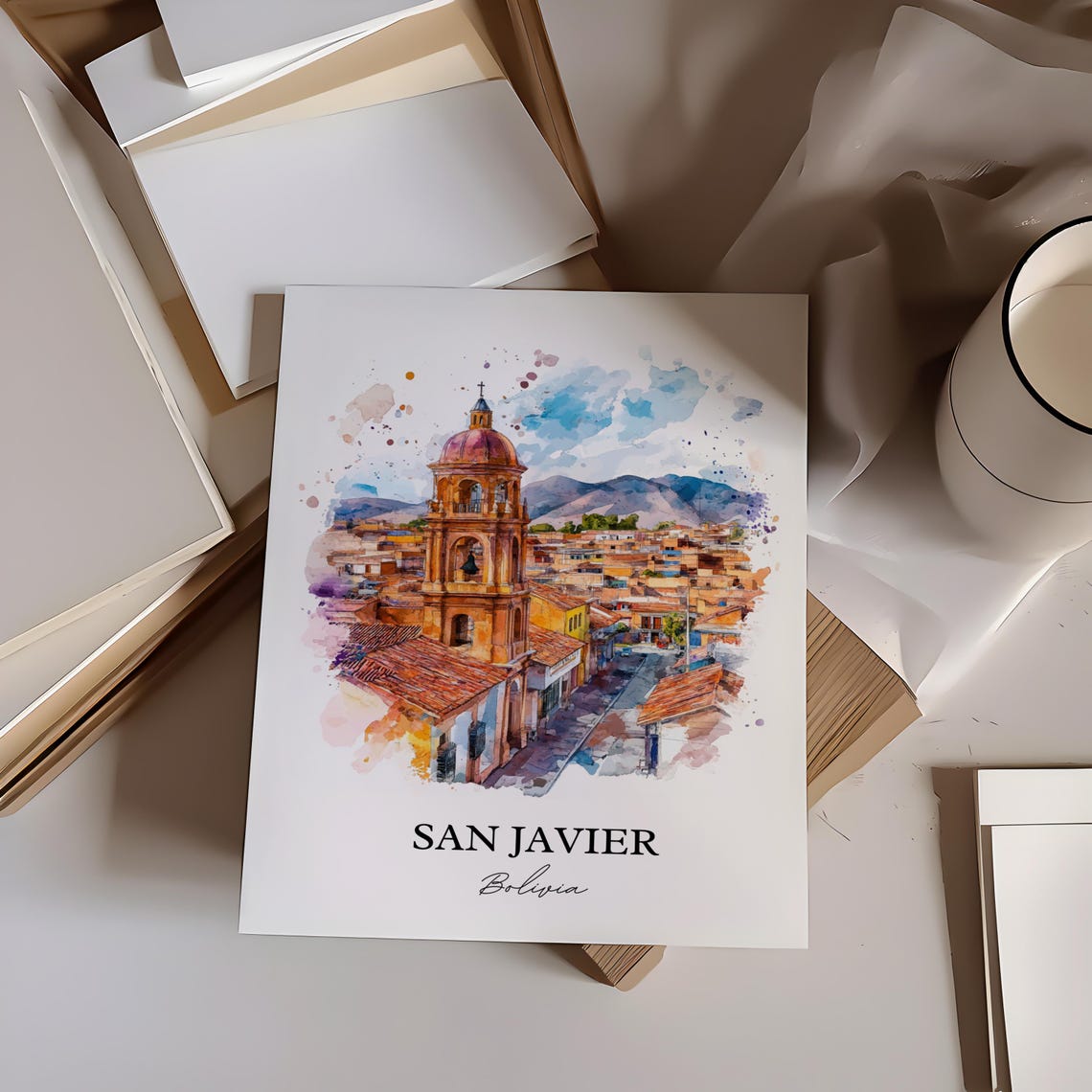 San Javier Bolivia Art Uflo De Chvez Print Watercolor Gift Travel Poster Housewarming - Image 5