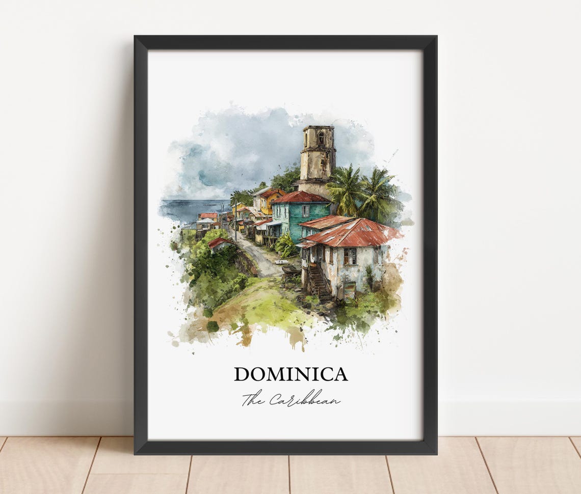 Dominica Wall Art Print Caribbean Watercolor Gift Travel Poster Housewarming - Image 4