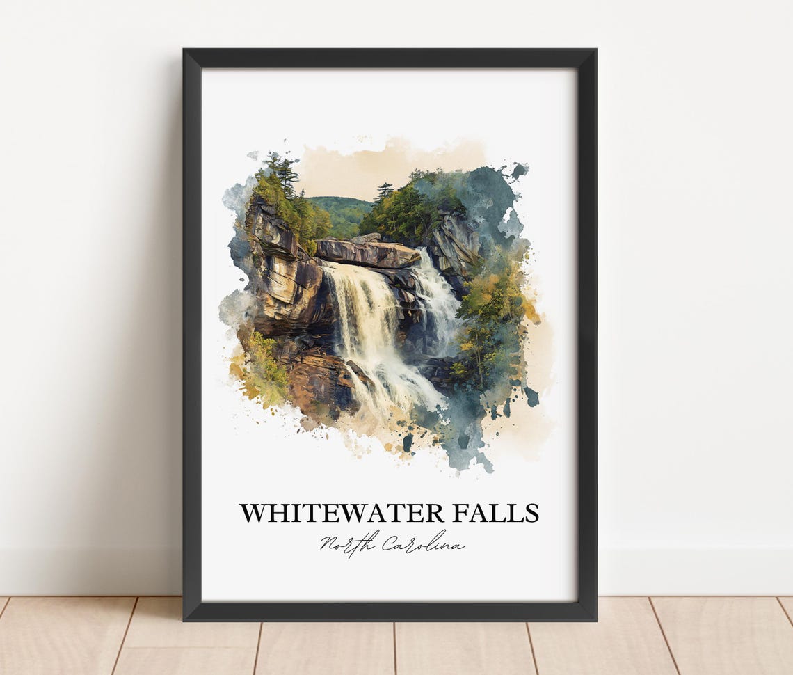 Whitewater Falls North Carolina Cliff Waterfall Travel Poster - Image 4