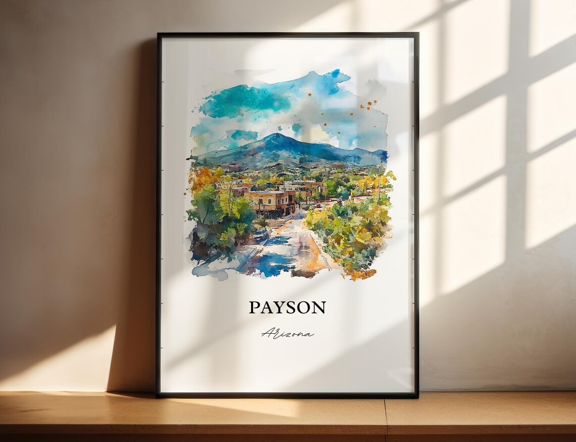 Payson Arizona Mountain Town Watercolor Street View Travel Poster