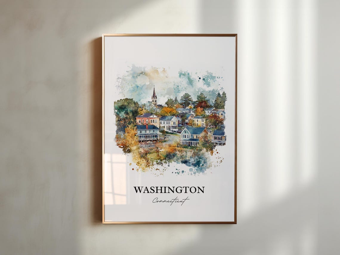 Washington Connecticut Village Spire Watercolor Travel Gift Poster - Image 4