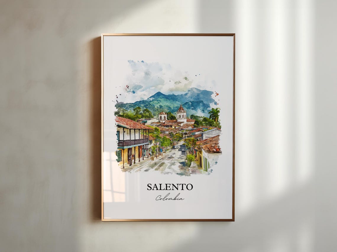 Salento Colombia Wall Art Bogot Print Watercolor Gift Travel Poster Housewarming - Image 5