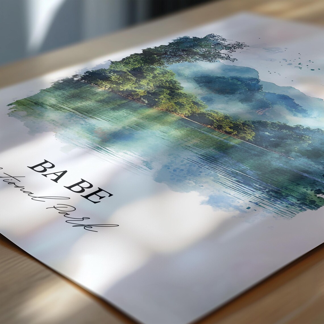 Ba Be National Park Vietnam Watercolor Art Misty Lake Forest Poster - Image 6