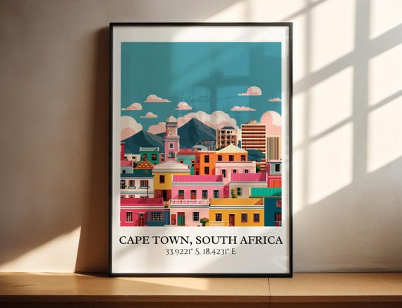 Cape Town Art Retro Travel Home Decor Gift South Africa Prints Housewarming