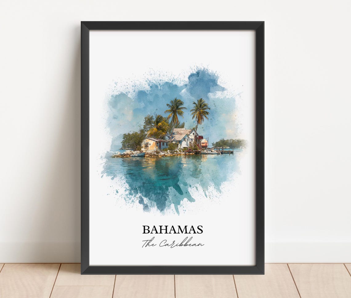 Bahamas Wall Art Print Watercolor Gift Travel Poster Housewarming - Image 2