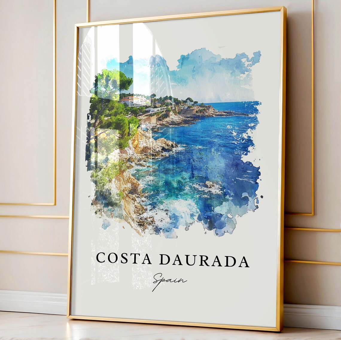 Costa Daurada Spain Catalonia Rocky Coast Watercolor Travel Poster - Image 4