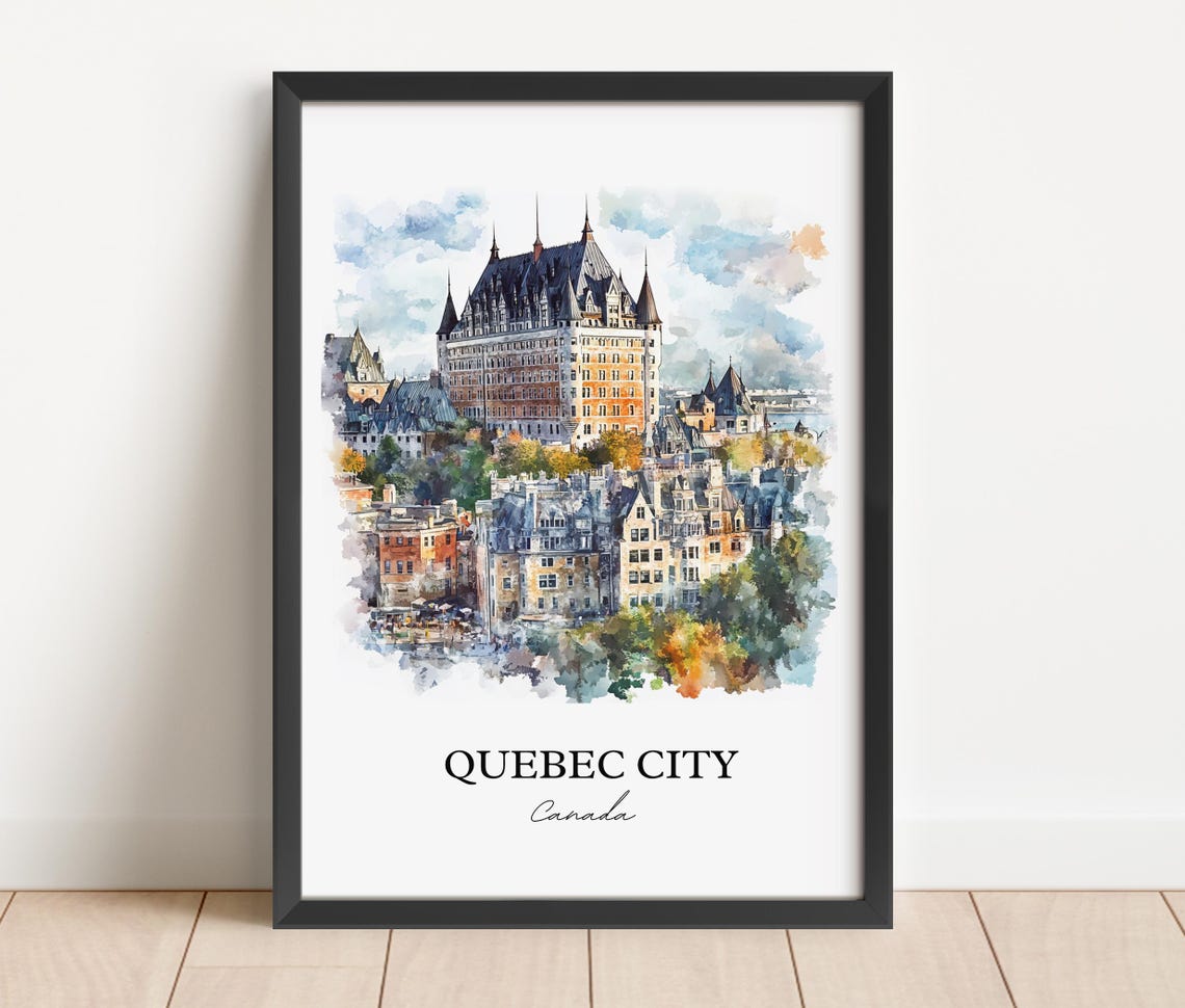 Quebec City Canada Chateau Frontenac Watercolor Landmark Poster - Image 2