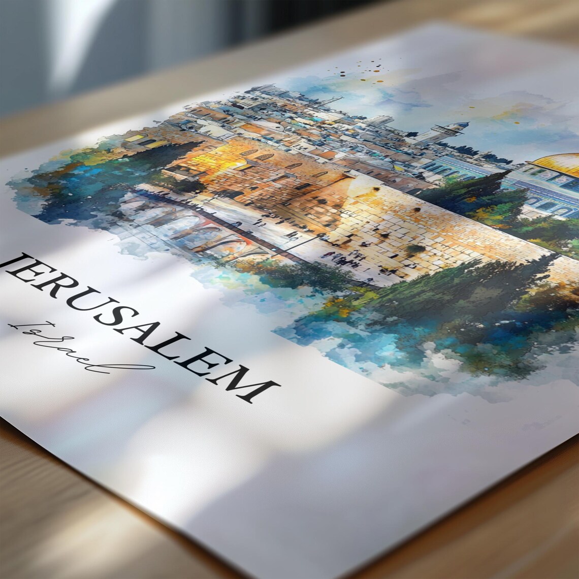 Jerusalem Israel Watercolor Dome Old City Sacred Travel Poster - Image 7