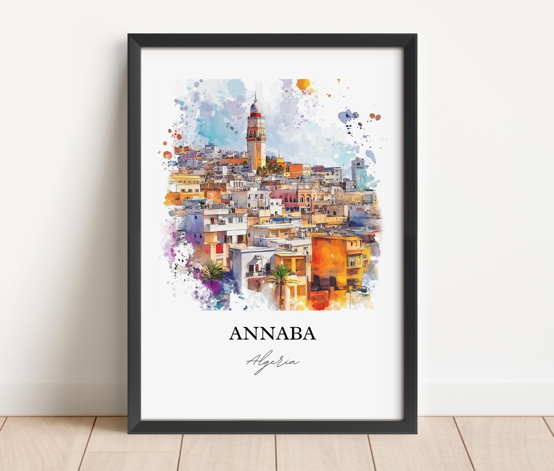 Annaba Algeria Mediterranean Coastal City Watercolor Travel Poster - Image 4