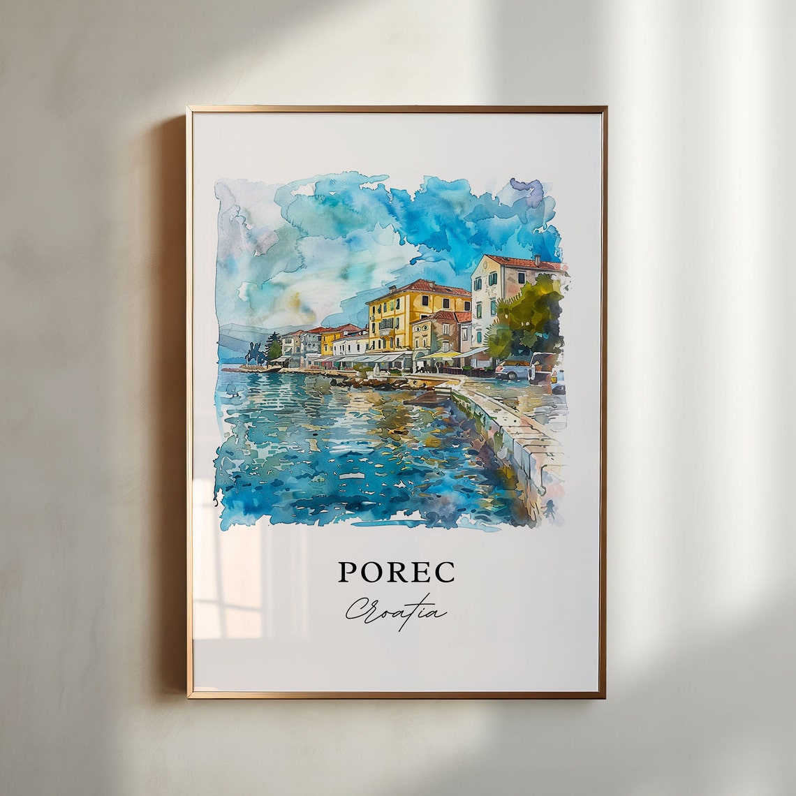 Porec Croatia Watercolor Travel Poster, Istria