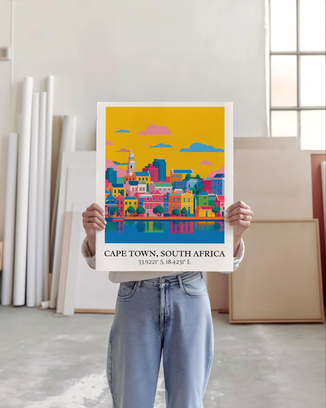 Cape Town South Africa Colorful Waterfront Skyline Travel Poster - Image 5