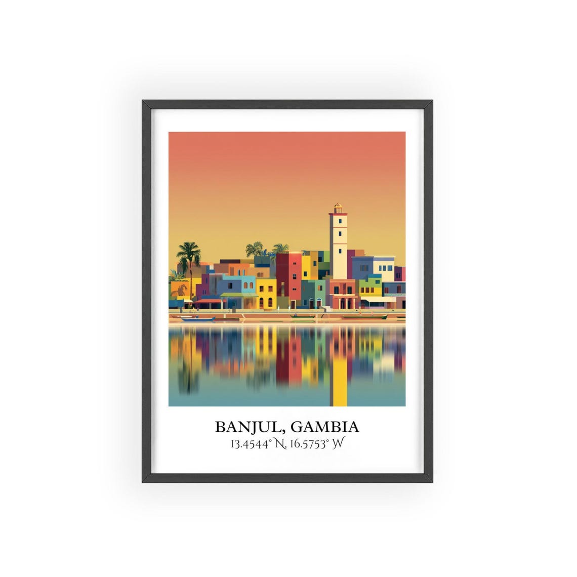 Banjul Gambia Harbor Lighthouse Sunset Waterfront Travel Poster - Image 2