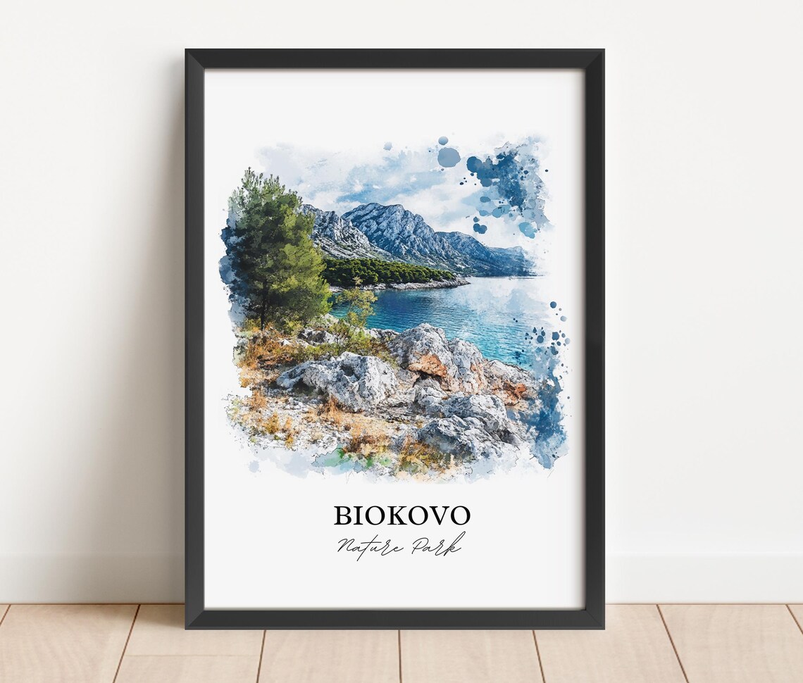 Biokovo Nature Park Croatia Rocky Coast Mountains Watercolor Poster - Image 2