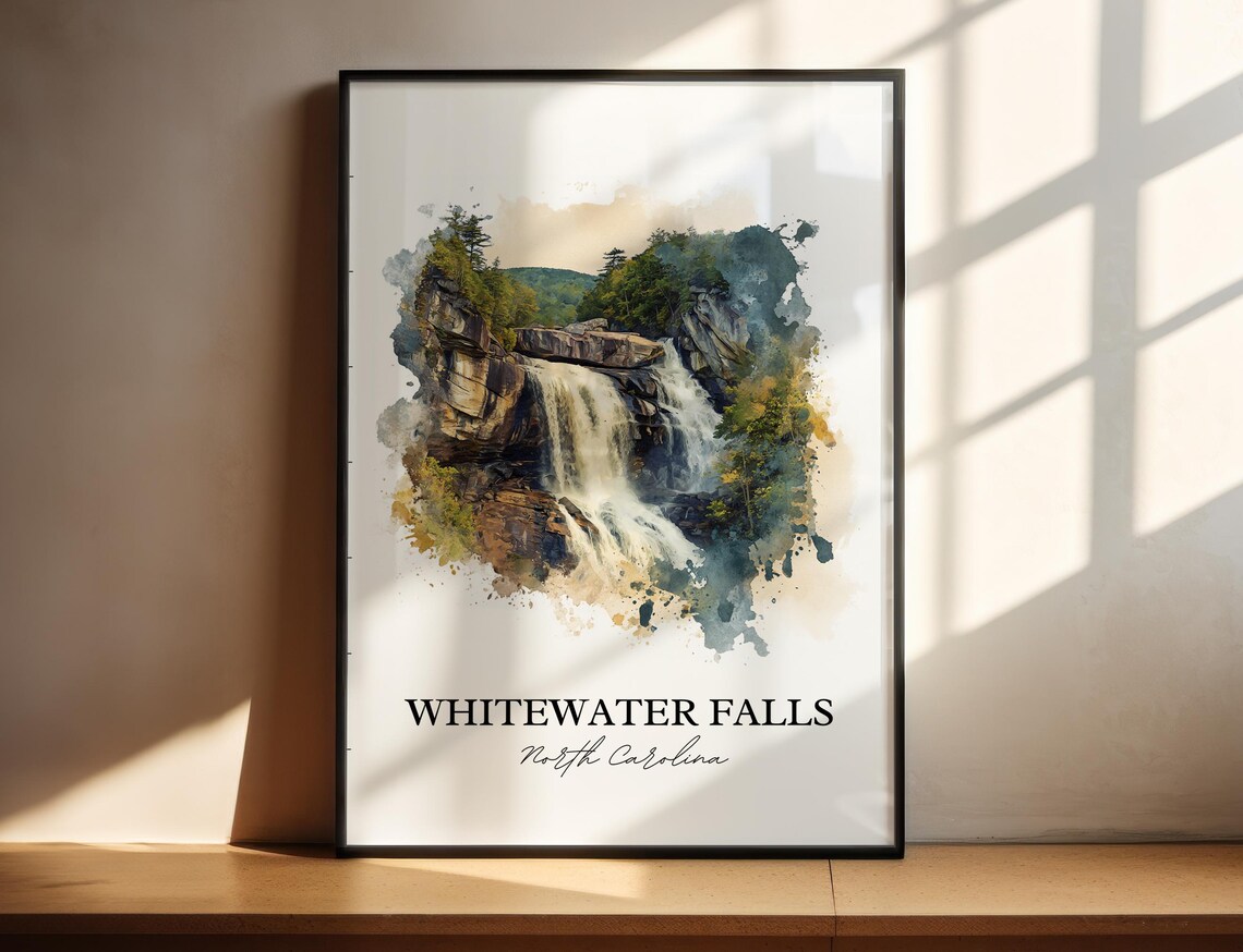 Whitewater Falls North Carolina Cliff Waterfall Travel Poster