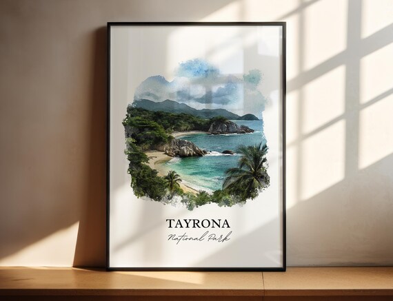 Tayrona National Park Beach Cove Turquoise Water Watercolor Poster