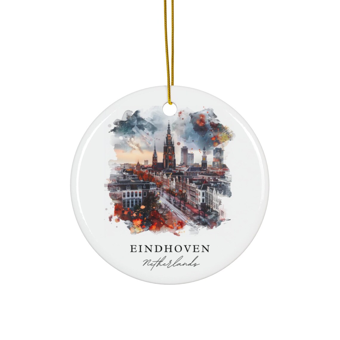Eindhoven Netherlands Watercolor Church Towers Skyline City Poster