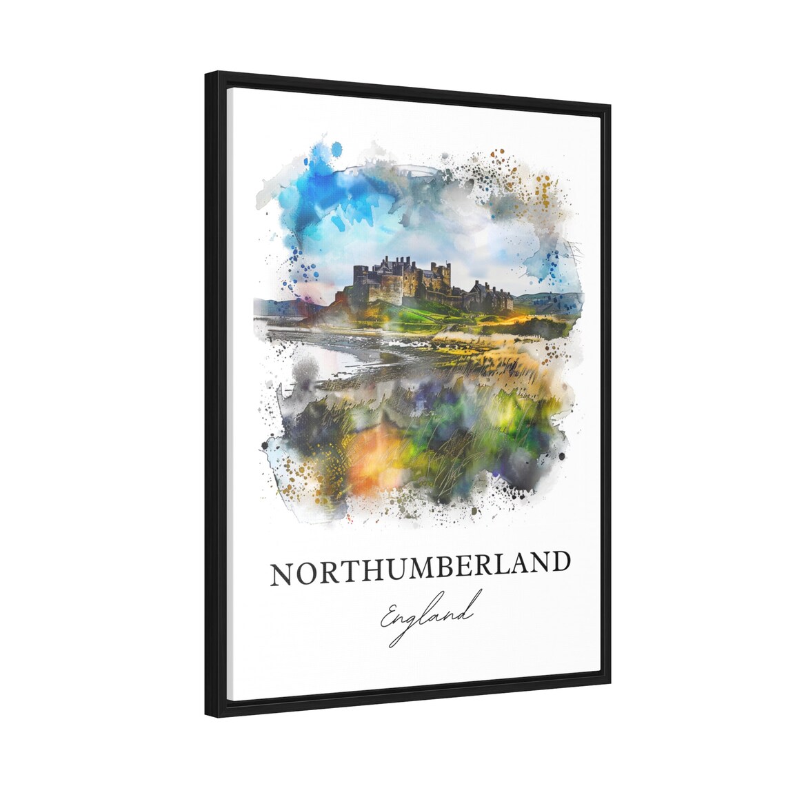 Northumberland England Watercolor Castle Hill Rugged Coast Poster - Image 2