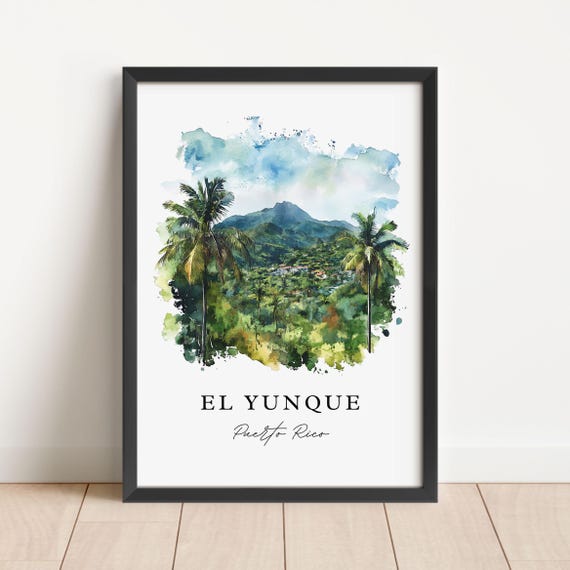 El Yunque Pr Wall Art El Yunque Print Rio Grande Pr Watercolor El Yunque Puerto Rico Gift Travel Print Travel Poster Housewarming Gift