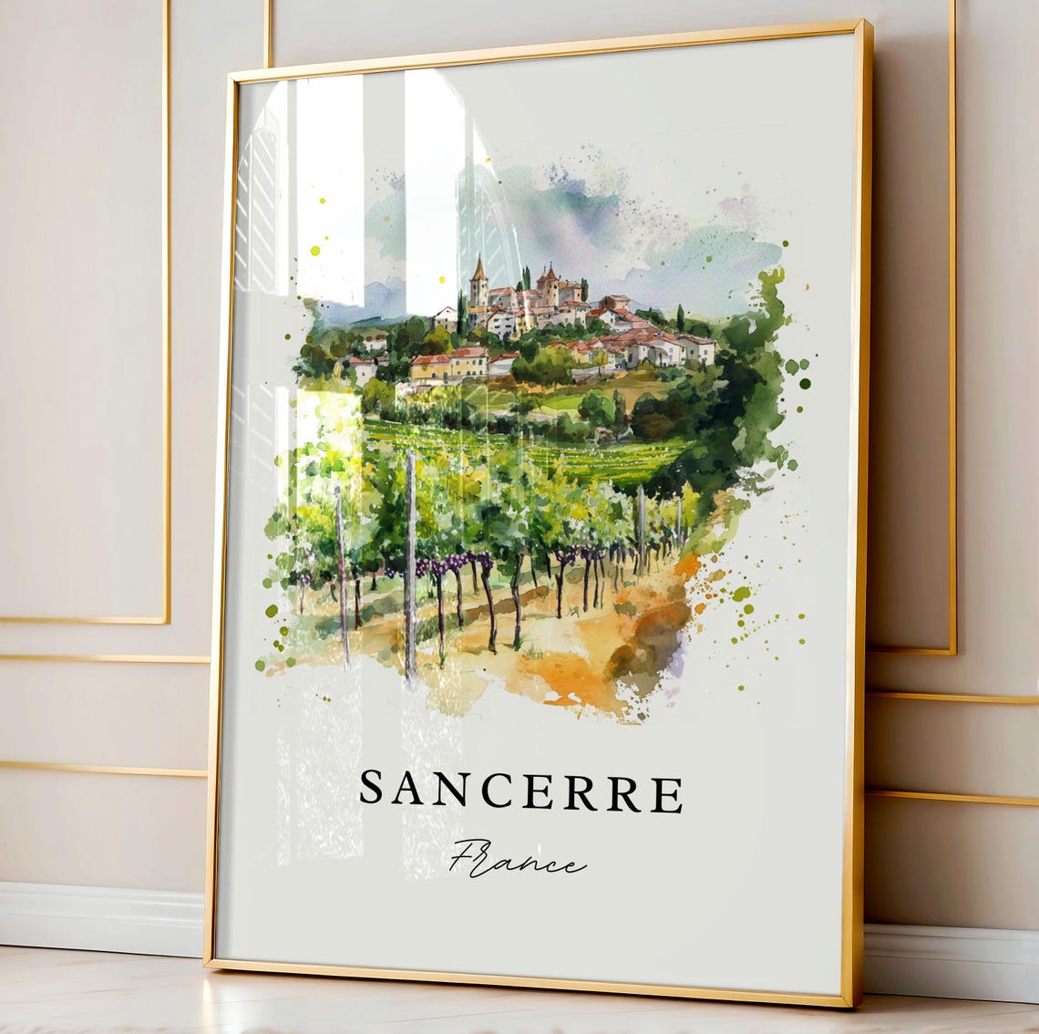 Sancerre France Watercolor Travel Poster, Wine Region - Image 4