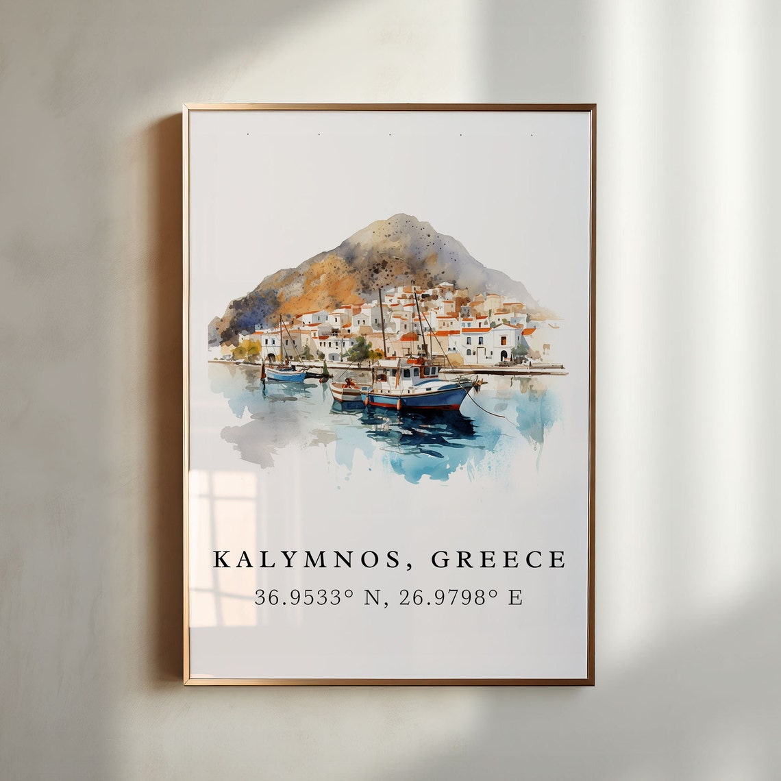 Kalymnos Greece Travel Poster, Custom Text - Image 2