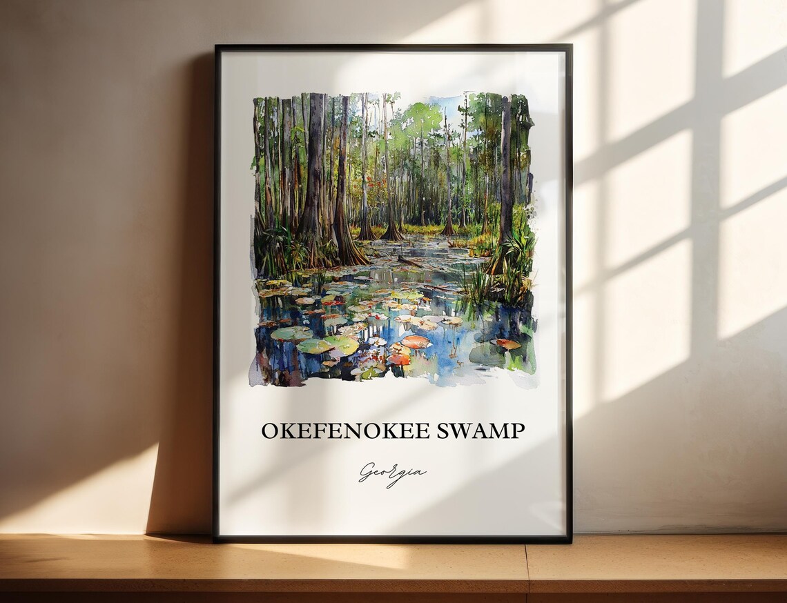 Okefenokee Swamp Watercolor Travel Poster, Georgia - Image 2