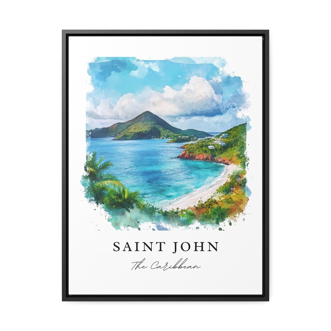 Saint John Caribbean Watercolor Travel Poster