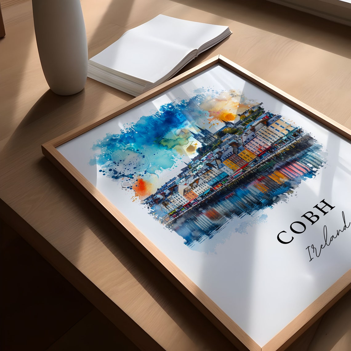 Cobh Ireland Colorful Harbor Town Cathedral Watercolor Poster - Image 5