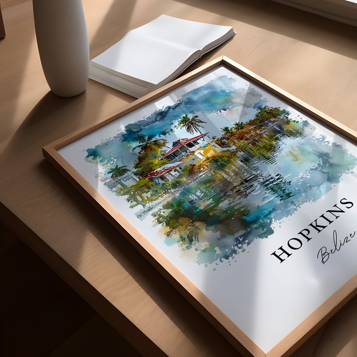 Hopkins Belize Wall Art Print Watercolor Gift Travel Poster Housewarming - Image 5