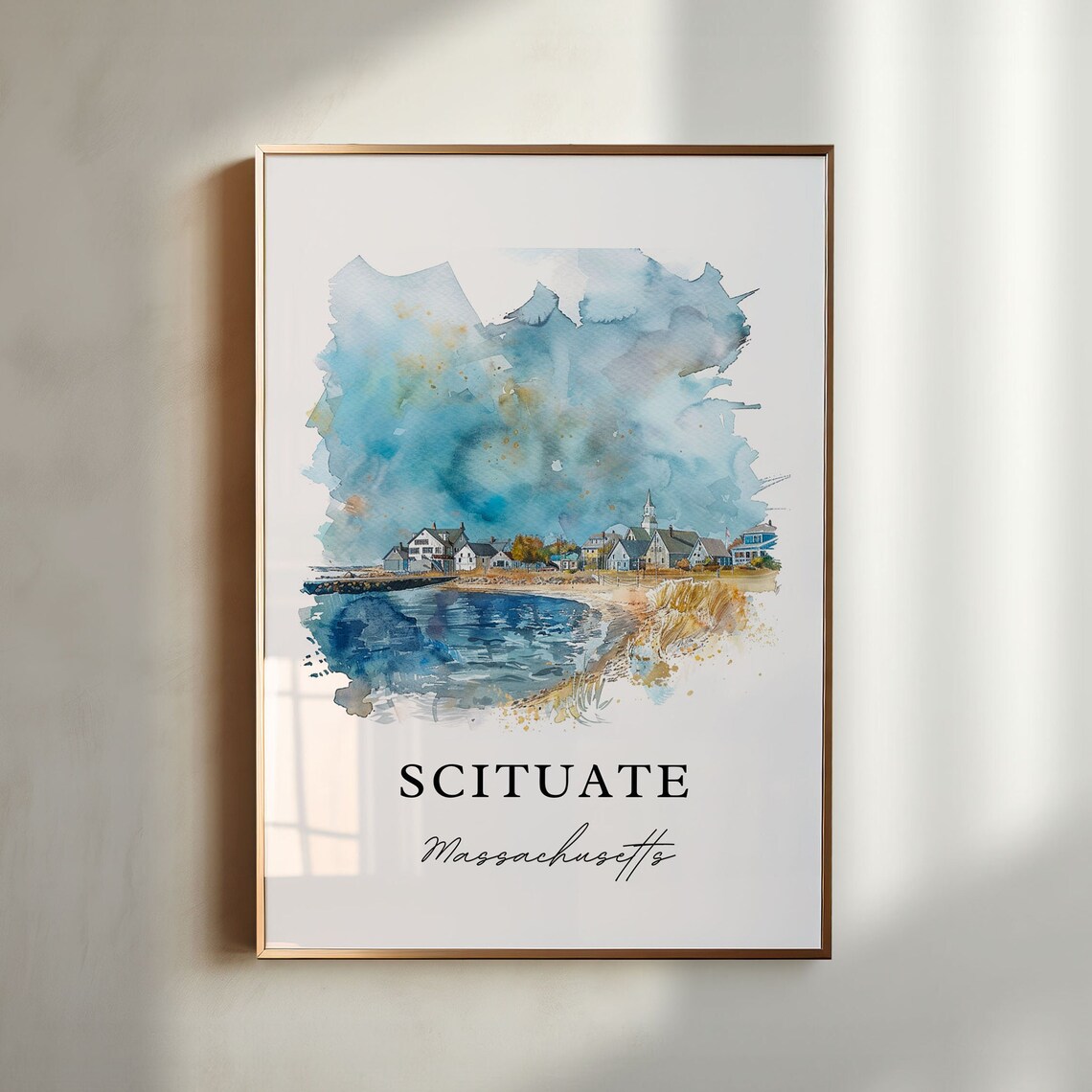 Scituate Watercolor Travel Poster, South Shore MA