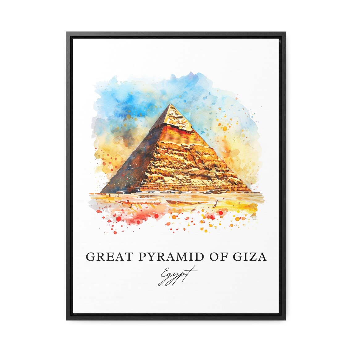 Great Pyramid of Giza Egypt Desert Watercolor Landmark Travel Poster - Image 3