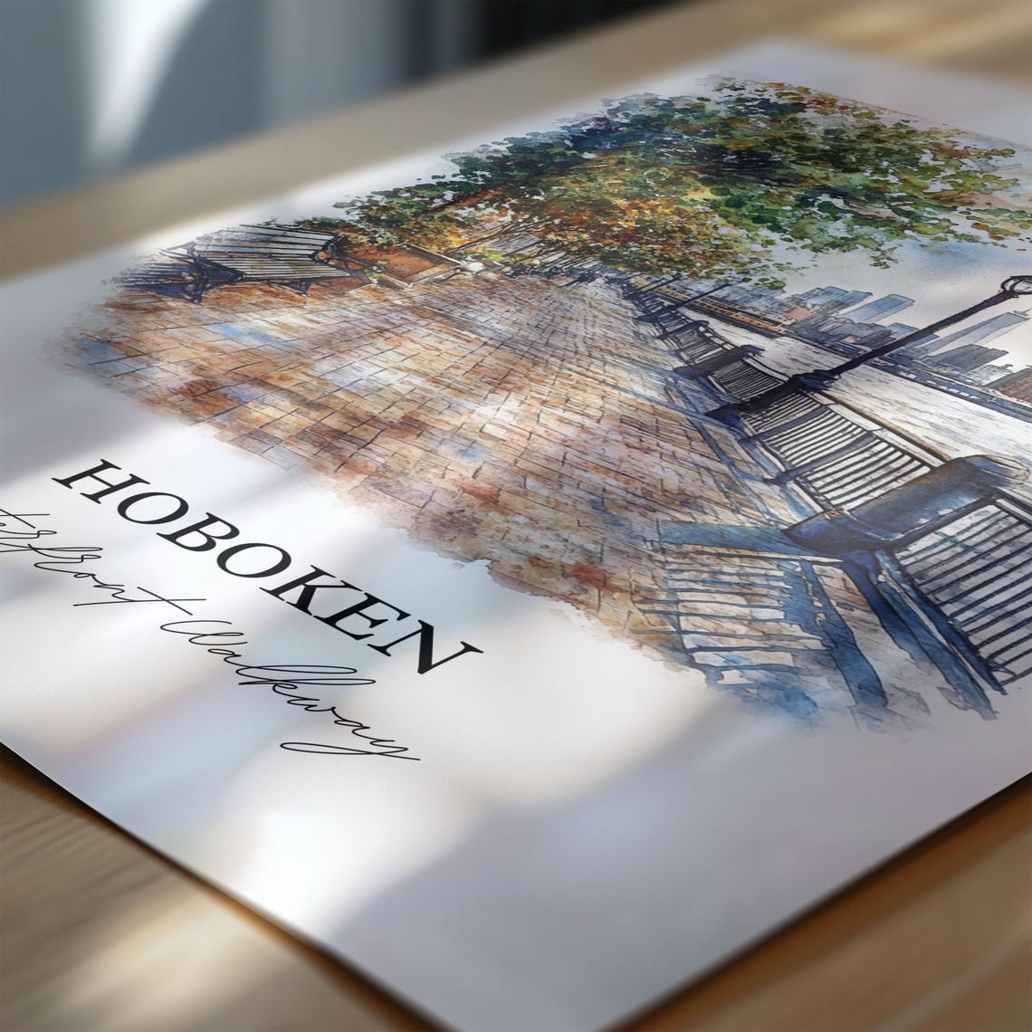 Hoboken NJ Travel Poster, North Jersey Watercolor - Image 6