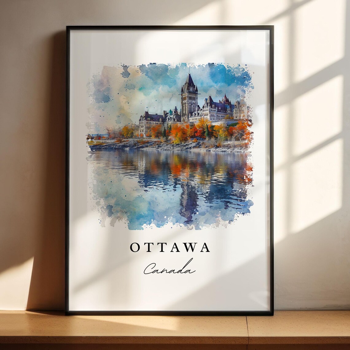 Ottawa Canada Parliament Hill Autumn Watercolor Travel Poster - Image 4