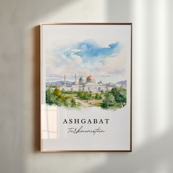 Ashgabat Wall Art Turkmenistan Print Wedding Gift Birthday Present Custom Text Perfect