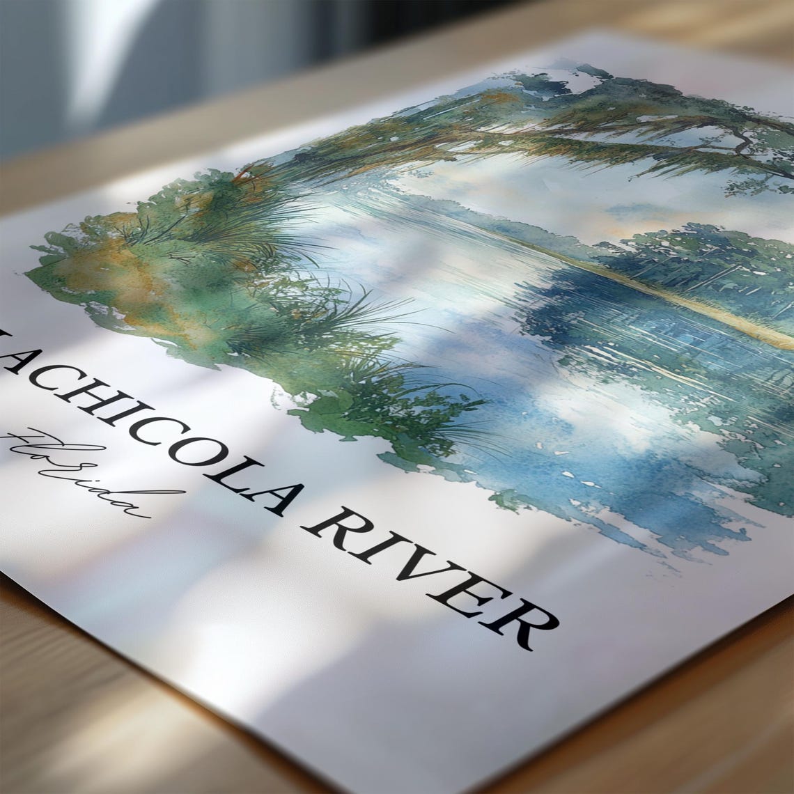 Apalachicola River Florida Mossy Oaks Watercolor River Poster - Image 6