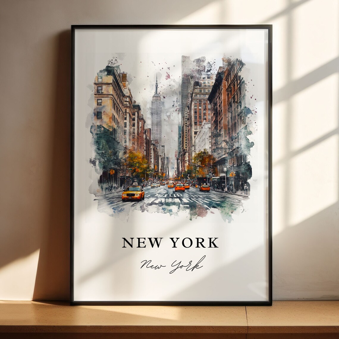 New York City Manhattan Watercolor Travel Poster