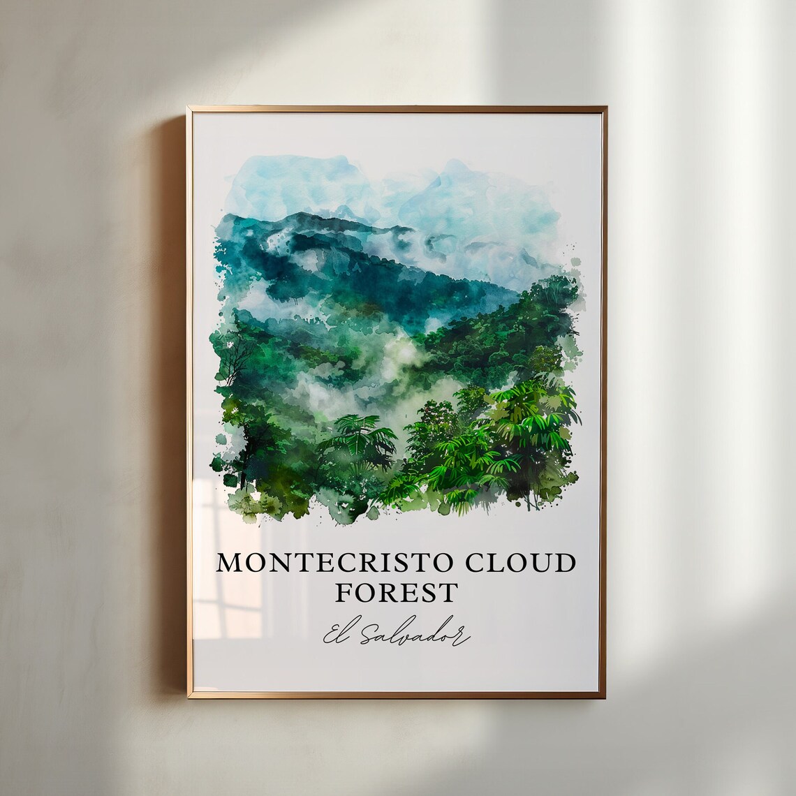 Montecristo Cloud Forest El Salvador Misty Watercolor Landscape Poster