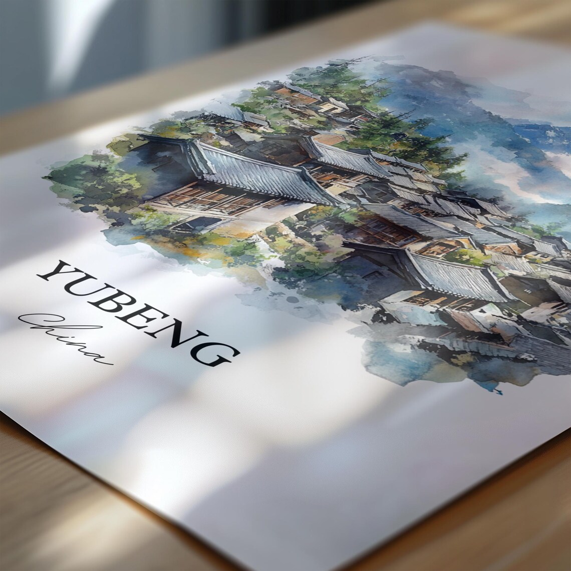 Yubeng China Watercolor Remote Alpine Mountain Village Poster - Image 6