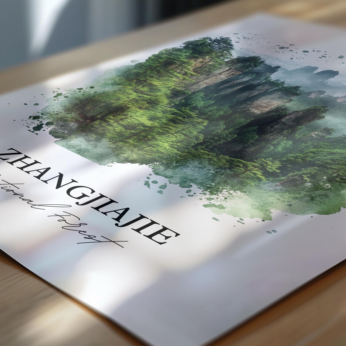 Zhangjiajie National Forest Watercolor Sandstone Pillars Poster - Image 6