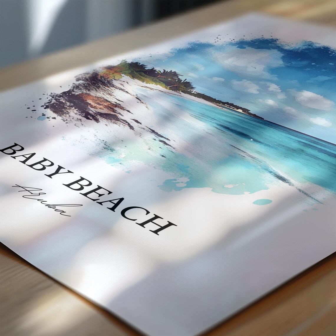 Baby Beach Aruba San Nicolas Watercolor Travel Poster - Image 6