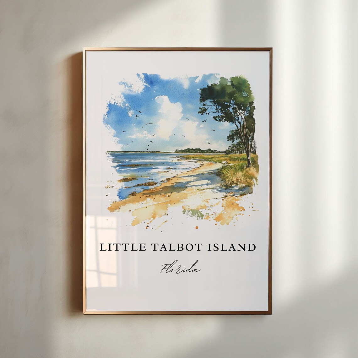 Little Talbot Island Florida Watercolor Beach Shoreline Poster
