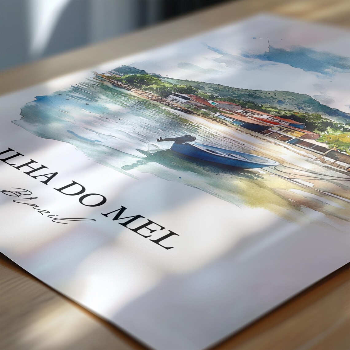 Ilha do Mel Brazil Island Shore Boat Watercolor Coastal Travel Poster - Image 6