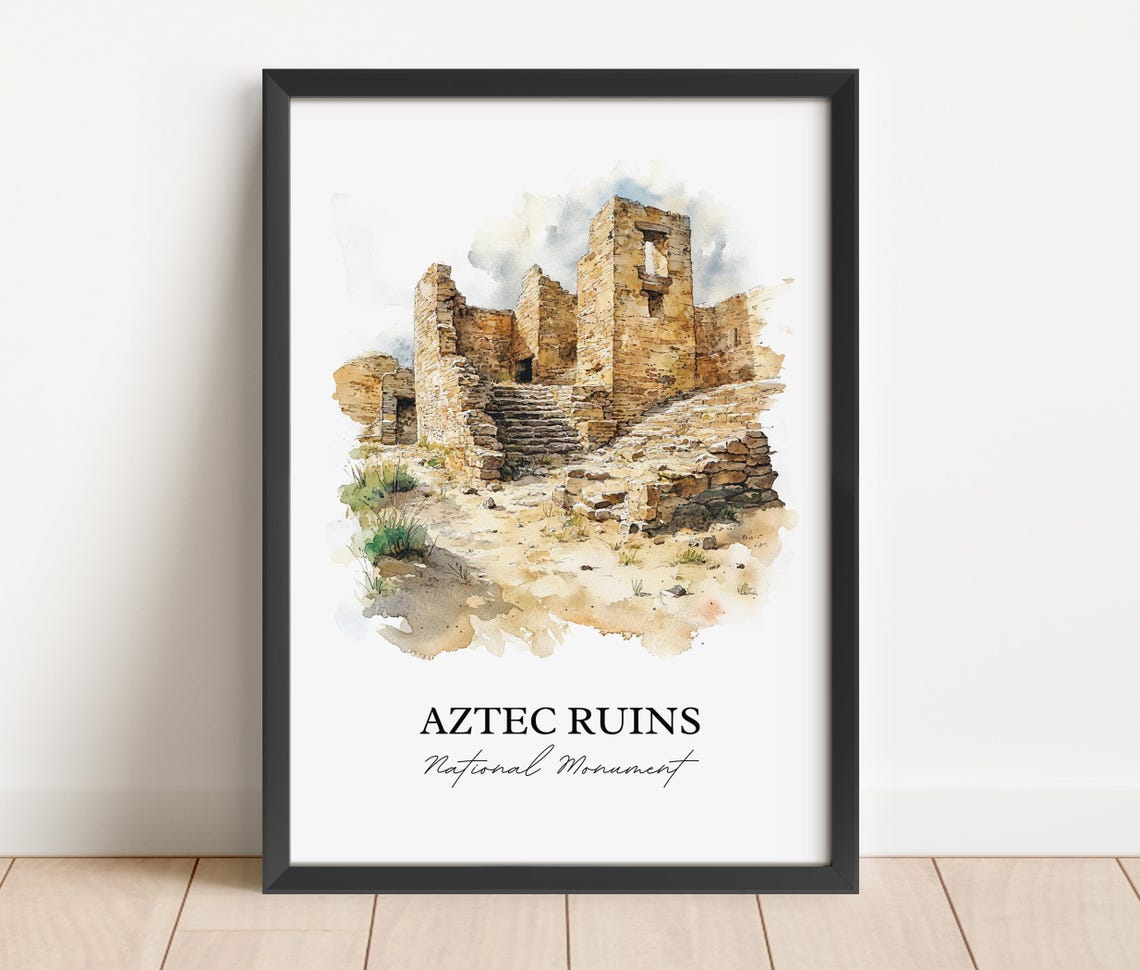 Aztec Ruins National Monument Watercolor Ancient Walls Poster - Image 5