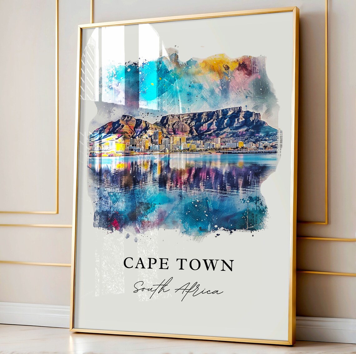 Cape Town Watercolor Travel Poster, South Africa - Image 5