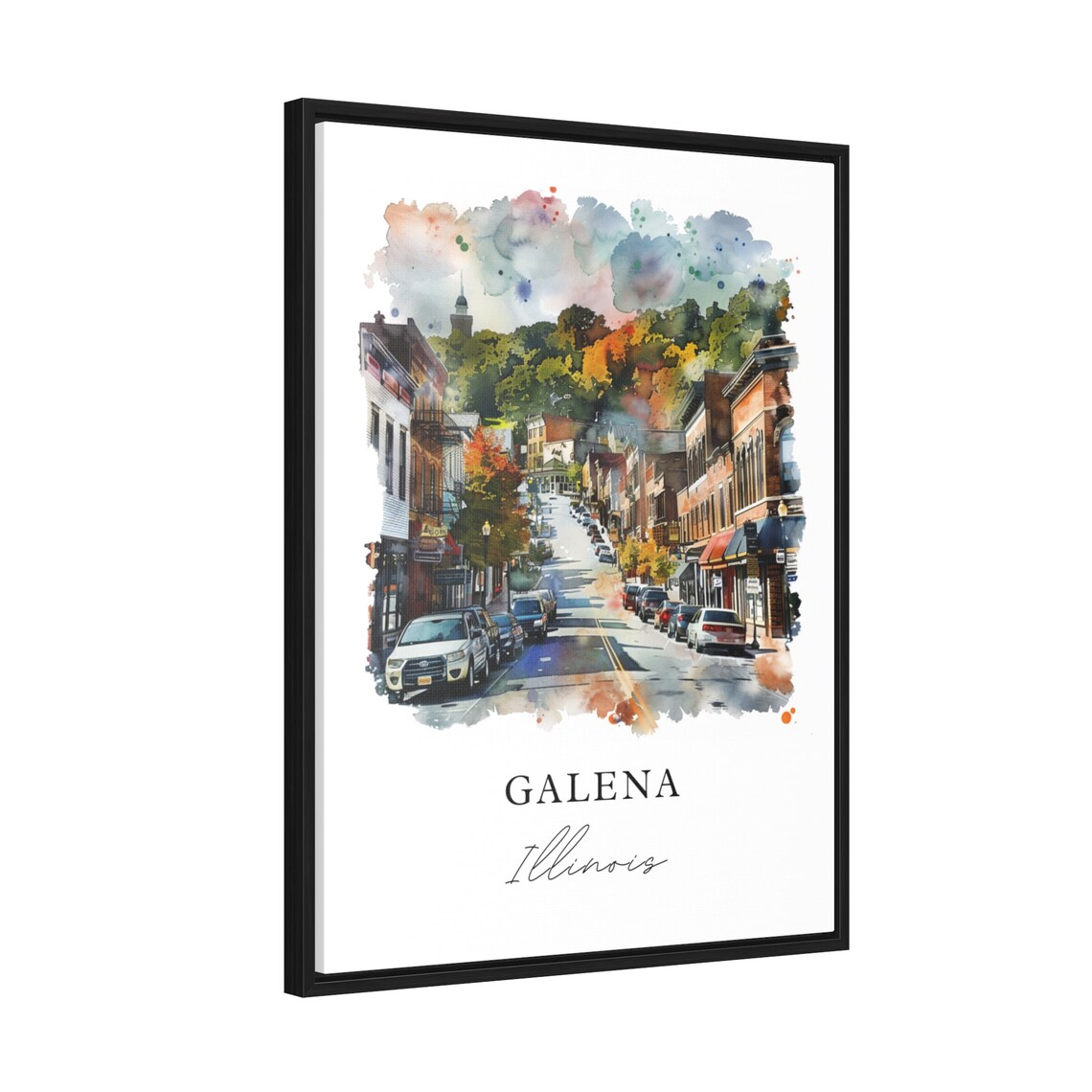 Galena Illinois Watercolor Main Street Autumn Buildings Poster - Image 2
